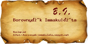 Borovnyák Immakuláta névjegykártya
